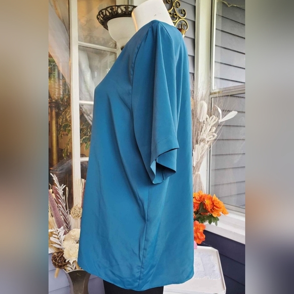 VTG Karen Scott Lightweight Dark Green Blouse Summer Top Large - Picture 2 of 5